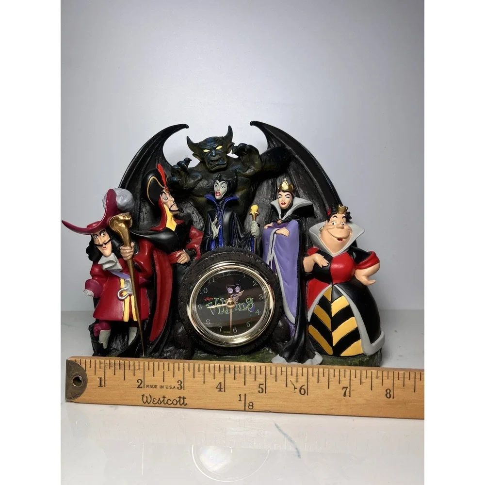 Disney Villains Mantle Desk Clock Hook Maleficent Evil Queen Chernabog Jafar